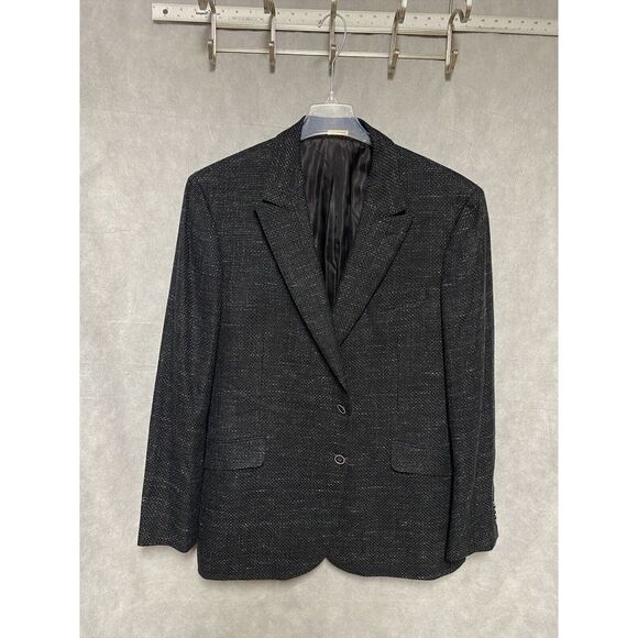 Joseph Abboud Blazer Men 46R Gray Slim‎ Flannel Linen Blend Italy Fabric Luxury